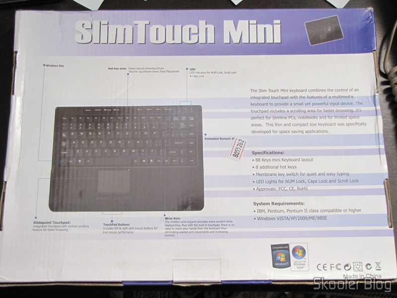 Teclado Sem Fio 2.4GHz Portátil com Touchpad & Receptor, MC Saite Genuíno, 800DPI e 88 teclas, 2 pilhas AAA (Genuine MC Saite 88-Key 800DPI Portable 2.4G Wireless Keyboard w/ Touchpad & Receiver (2*AAA)) em sua caixa Teclado Sem Fio 2.4GHz Portátil com Touchpad & Receptor, MC Saite Genuíno, 800DPI e 88 teclas, 2 pilhas AAA (Genuine MC Saite 88-Key 800DPI Portable 2.4G Wireless Keyboard w/ Touchpad & Receiver (2*AAA)) em sua caixa