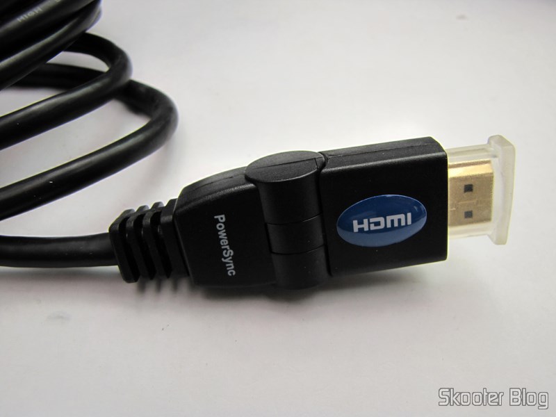 DealExtreme (DX): Cabo HDMI PowerSync Genuíno Folheado a Ouro Macho/Macho c/ 3 Metros (Genuine PowerSync Gold Plated HDMI Male to Male M/M Connection Cable (3M-Length)) 6 Cabo HDMI PowerSync Genuíno Folheado a Ouro Macho/Macho c/ 3 Metros (Genuine PowerSync Gold Plated HDMI Male to Male M/M Connection Cable (3M-Length)), com plug rotacionável