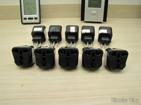 10 Adaptadores de Plug de Energia com 3 pinos de Australiano, Norte-Americano, Reino Unido e Europeu para Novo Padrão Brasileiro (3-PIN AU / US / UK / EU to Brazil Travel Power Plug Adapter)
