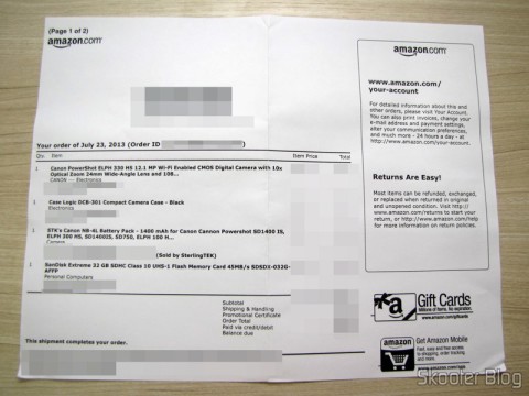 Invoice da Amazon