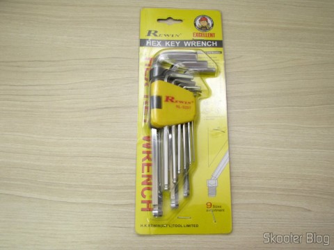 DealExtreme (DX): Conjunto de 9 Chaves Allen com Cabeça de Bola Rewin (Rewin Hex Wrench with Ball Head (9-Piece)) 5 Conjunto de 9 Chaves Allen com Cabeça de Bola Rewin (Rewin Hex Wrench with Ball Head (9-Piece)) em sua embalagem