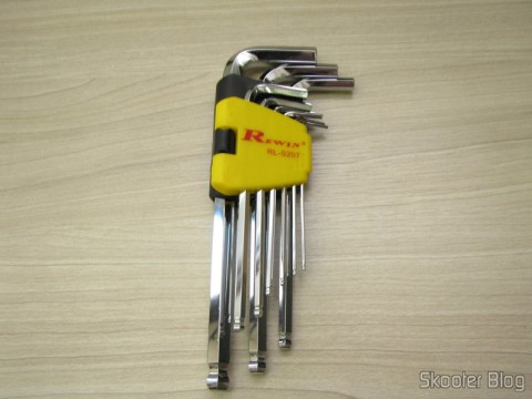 Conjunto de 9 Chaves Allen com Cabeça de Bola Rewin (Rewin Hex Wrench with Ball Head (9-Piece))