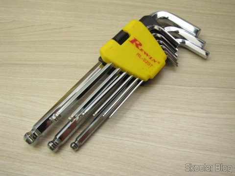 Conjunto de 9 Chaves Allen com Cabeça de Bola Rewin (Rewin Hex Wrench with Ball Head (9-Piece))