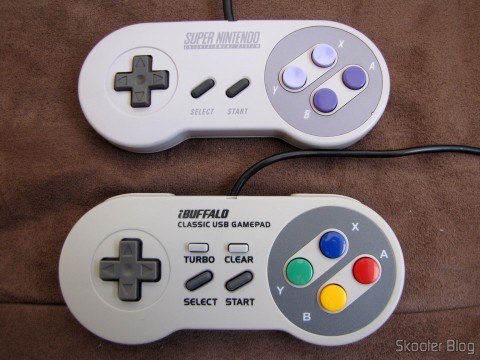 Mariio128: Gamepad de Super Nintendo (SNES) para PC Buffalo (Super Nintendo Famicom SNES Gamepad for PC (PC) (BUFFALO)) 5 Comparando o Gamepad de Super Nintendo (SNES) para PC Buffalo (Super Nintendo Famicom SNES Gamepad for PC (PC) (BUFFALO)) com o Gamepad original do Super Nintendo (SNES)