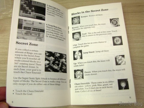 Manual do Sonic The Hedgehog do Sega Genesis