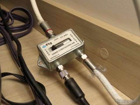 Um dos 10 Adaptadores F Macho para RCA Fêmea em funcionamento