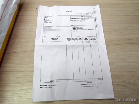 Invoice no pacote com o Framemeister XRGB Mini
