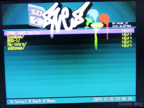 Retro Gaming Cables: Cabo SCART RGB para Super Nintendo (SNES) NTSC / PAL-M com CSYNC 16 Imagem do menu do SD2SNES através do Cabo SCART RGB para Super Nintendo (SNES) NTSC / PAL-M com CSYNC