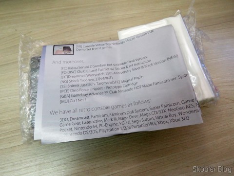 Papelada que o vendedor enviou junto com o Sony Playstation AV Adapter SCPH-1160