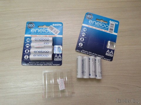Cartelas com 4 Pilhas Recarregáveis AA NiMH 1.2V 1900mAh Sanyo Eneloop Genuínas