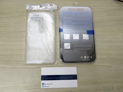 Kit Capa TPU Ultra Fino + Película de Vidro Temperado Premium Glass para Motorola Moto X Play XT1563 - Cor Transparente