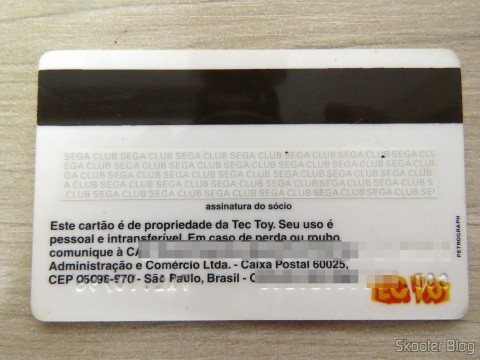 Cartão do Novo Sega Club da Tec Toy