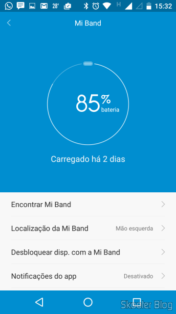Carga da bateria e configurações da Mi Band no Mi Fit