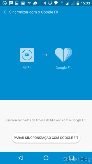 O Mi Fit pode ser sincronizado com o Google Fit