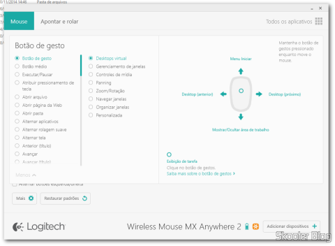 Tela de Configuração do Logitech Options