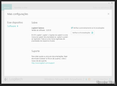 Tela de Configuração do Logitech Options