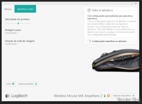 Tela de Configuração do Logitech Options
