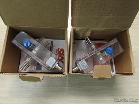 Dois DPS Protetor Contra Raios p / Cabos Clamper, em suas respectivas embalagens