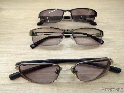 Óculos de Sol com Grau - G4U 2104 com lentes 1.57 CR39, Óculos G4U 79012 com Lentes 1.56 Fotocromáticas Cinza e Óculos Nike Flexon 4182 045 com lentes Essilor Transitions