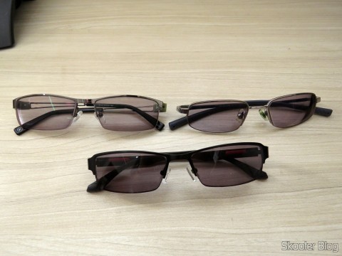 Óculos de Sol com Grau - G4U 2104 com lentes 1.57 CR39, Óculos G4U 79012 com Lentes 1.56 Fotocromáticas Cinza e Óculos Nike Flexon 4182 045 com lentes Essilor Transitions