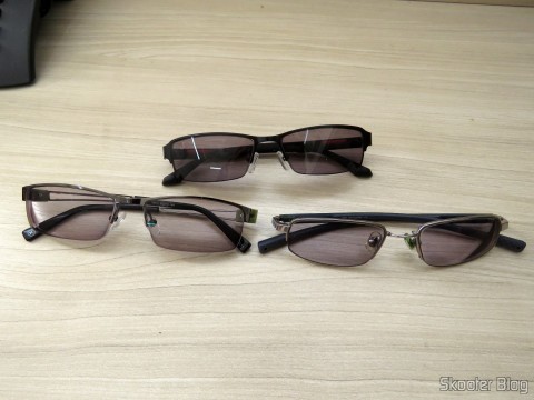 Óculos de Sol com Grau - G4U 2104 com lentes 1.57 CR39, Óculos G4U 79012 com Lentes 1.56 Fotocromáticas Cinza e Óculos Nike Flexon 4182 045 com lentes Essilor Transitions