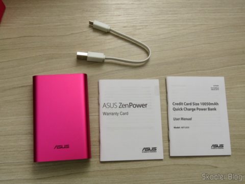 Carregador Portátil ASUS Power Bank Zenpower 10050 mAh, cabos e manuais