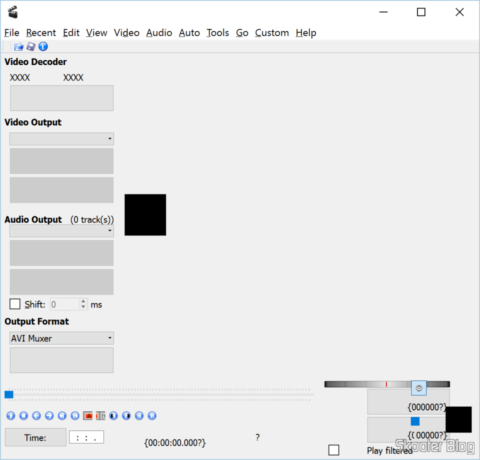 Avidemux com texto faltando nos menus e botões