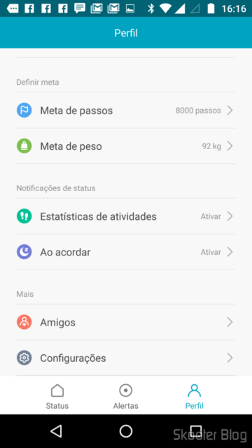 Mi Fit: Configurações