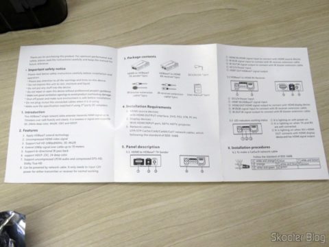 Manual de Instruções do Extensor HDMI Lenkeng LKV375 HDBaseT