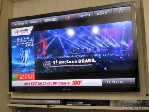 TV no ponto escravo sintonizando a Sky