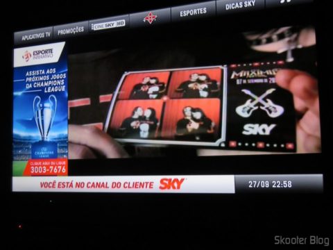 TV no ponto escravo sintonizando a Sky
