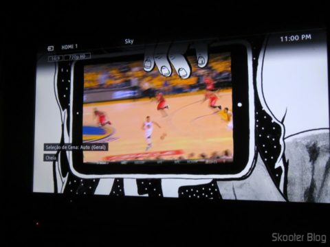 TV no ponto escravo sintonizando a Sky, canal em 720p