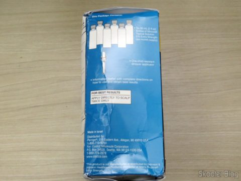 Embalagem com os 6 frascos de Kirkland Minoxidil 5%