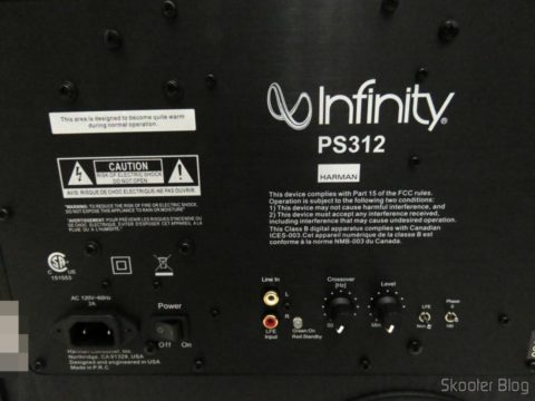 Parte traseira do Subwoofer Infinity Primus PS312