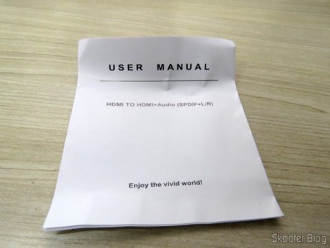Manual de Instruções do Extrator de Áudio de HDMI para SPDIF e Analógico RCA Estéreo