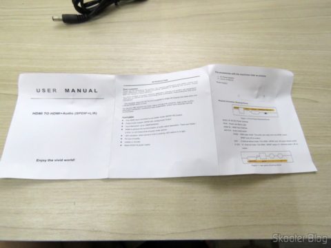 Manual de Instruções do Extrator de Áudio de HDMI para SPDIF e Analógico RCA Estéreo