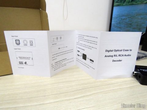 Manual de Instruções que acompanha o Decodificador de Áudio Óptico/Coaxial DTS/AC3 para Analógico Estéreo Wiistar