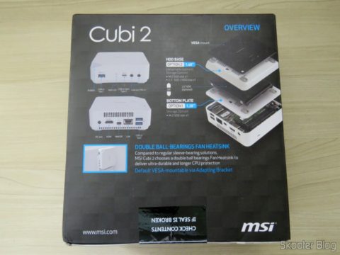 Parte de baixo da embalagem do MSI Cubi 2