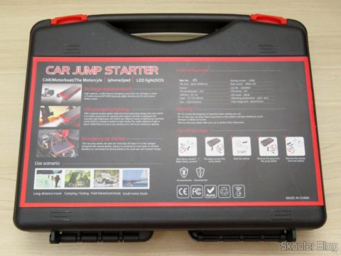Maleta com o Mini Powerbank com Jump Starter para Carro e Moto e seus acessórios