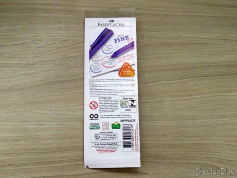 Caneta Hidrográfica Azul 0,4mm Faber Castell Fine Pen, em sua embalagem