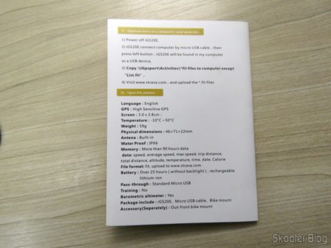 Manual de Instruções do iGPSPORT iGS20E