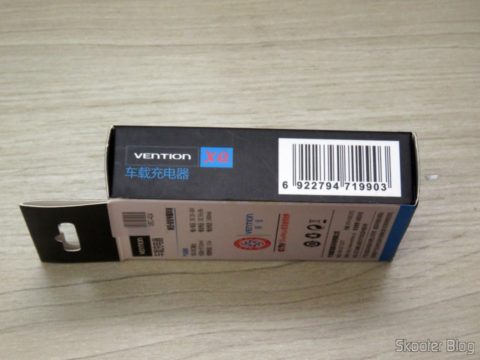 Carregador Veícular Vention 2.4A com 2 Portas USB, em sua embalagem