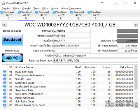 CrystalDiskInfo, analisando o HD após quase 3 meses de uso