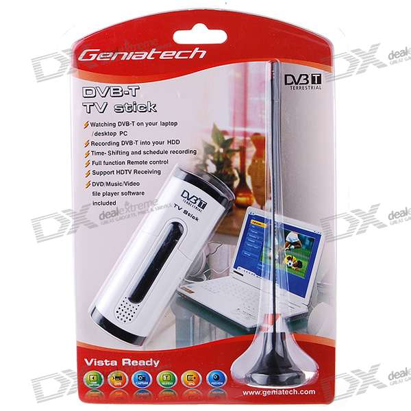 USB DVB-T TV Tuner Dongle with Full-Size Remote and Hi-Gain Antenna