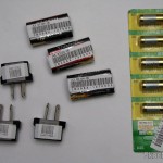 Pacote com 5 Baterias Alcalinas GP 23A-L5 12V de Alta Capacidade, Baterias Recarregáveis de Íons de Lítio Trustfire 14500 Genuínas de 3.6V 900mAh, e Adaptador de Energia padrão Australiano para Europeu