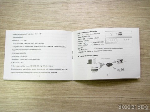 Manual de instruções do Conversor de HDMI para Vídeo Composto (CVBS) + Áudio Estéreo (HDMI to CVBS Video Converter)