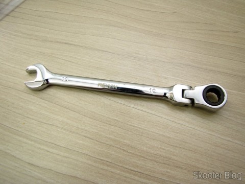 Chave Combinada (Chave de Boca) com Catraca Articulada Aço Cromo-Vanádio 10mm REWIN (REWIN HCRJ-310 Rotation Chrome-Vanadium Steel Combination Wrench – 10mm)