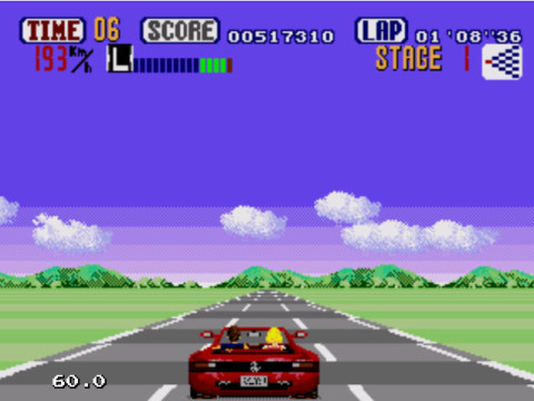 Kega Fusion executando o Out Run, do Mega Drive