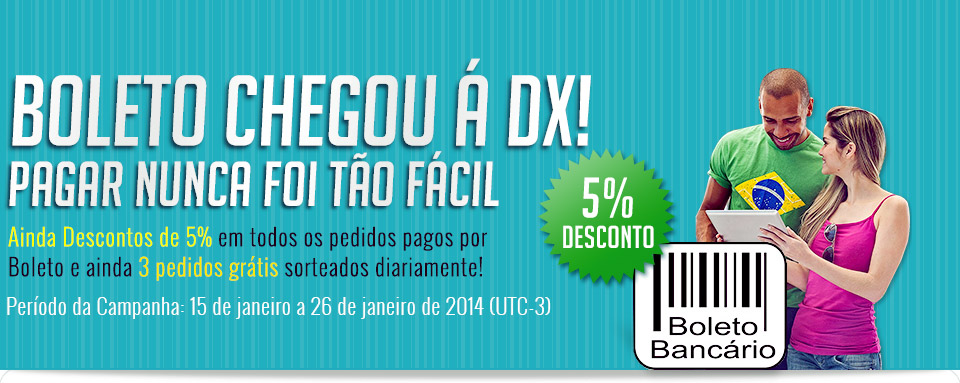 Promoção da DX: 5% de Desconto nos Pagamentos através de Boleto Bancário