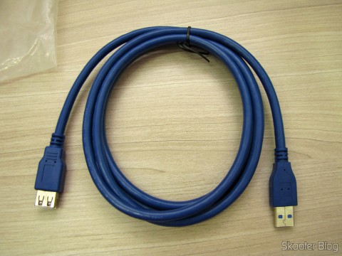 Cabo Extensão USB 3.0 Macho para Fêmea Azul de Alta Velocidade 185cm (High Speed USB 3.0 Male to Female Extension Cable - Blue (185cm))